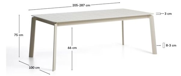 Kovový zahradní jídelní stůl 100x205 cm Brela – Kave Home