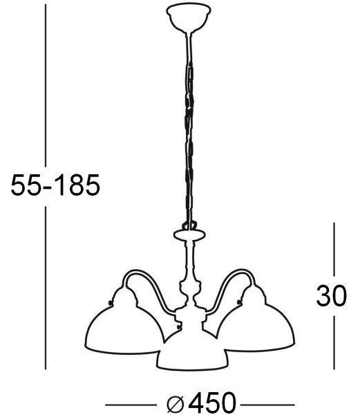 Kolarz 731.83.70 - Lustr na řetězu NONNA 3xE27/75W/230V červená