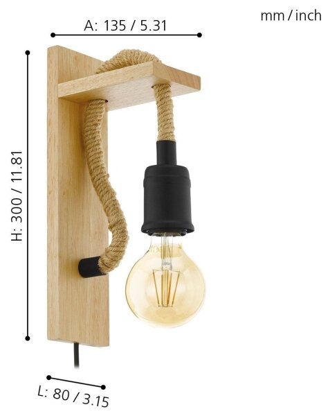 Eglo 43197 - Nástěnné svítidlo RAMPSIDE 1xE27/28W/230V