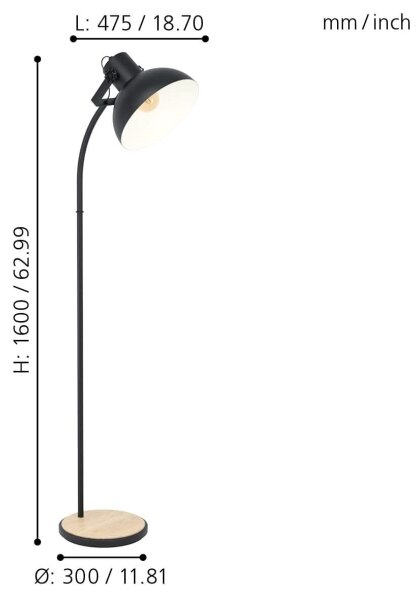 Eglo 43166 - Stojací lampa LUBENHAM 1xE27/28W/230V