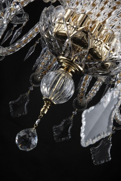 18-ti ramenný vysoký křišťálový lustr s velkými plochými křišťálovými ověsy a špičatými kapkami ve stylu Swarovski L117-12+6-03-SH-Pb-tall