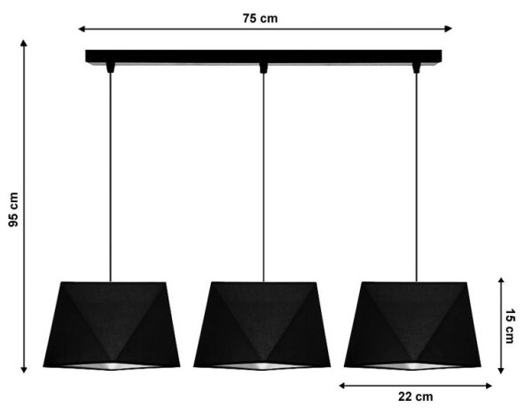 Lustr na lanku DIAMENT 3xE27/60W/230V černá