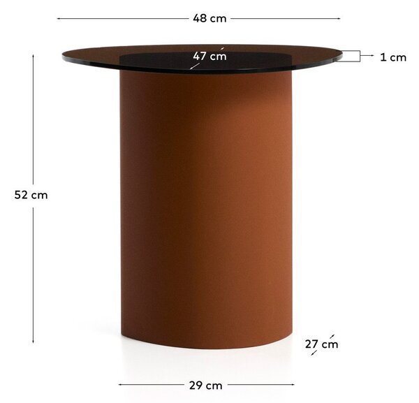Odkládací stolek se skleněnou deskou 47x48 cm Olir – Kave Home