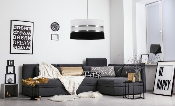 Lustr na lanku CORAL 1xE27/60W/230V černobílá