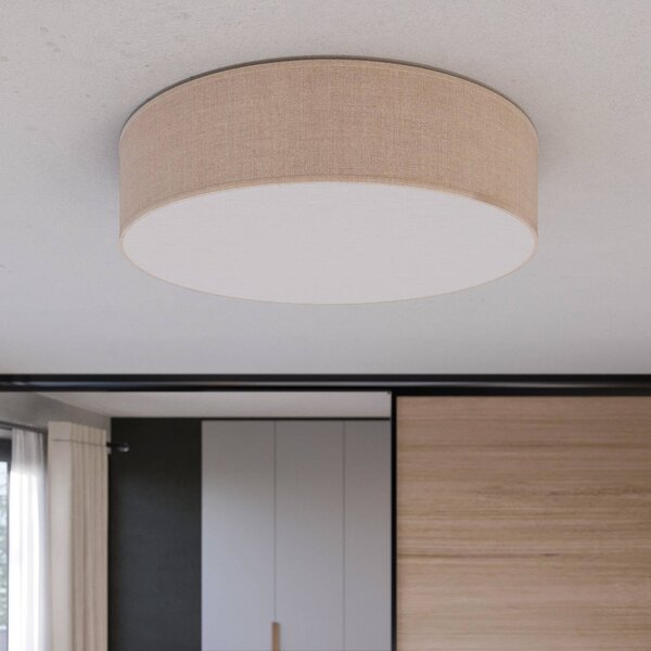 TK Lighting Stropní svítidlo Rondo, béžová barva, Ø 60 cm, stmívatelný, Krémová / jantar, Ložnice, Textil / tkanina / hedvábí, Moderní