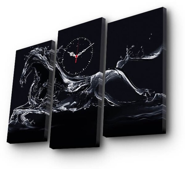 Hanah Home Obrazové nástěnné hodiny Kůň 66x45 cm černo-bílé