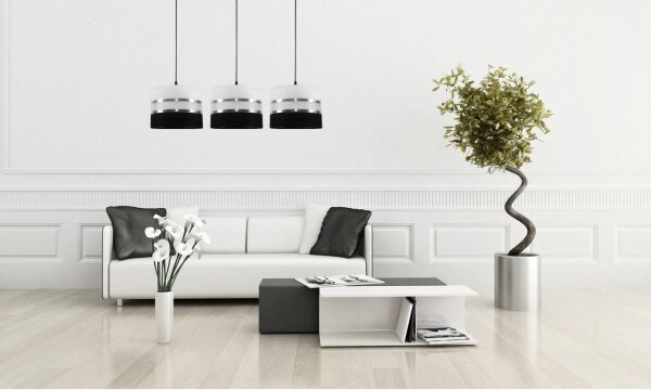Lustr na lanku CORAL 3xE27/60W/230V černobílá