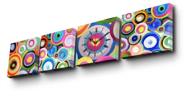 Hanah Home Obrazové nástěnné hodiny Kruhy 42x63 cm vícebarevné