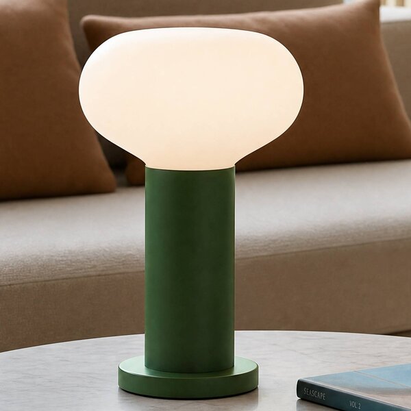 ALDEX Stolní lampa Flo, zelená, Ø 19 cm, sklo, Zelená, Obývací pokoj / jídelna, kov, Design
