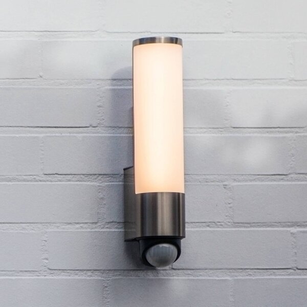 LUTEC Venkovní nástěnné svítidlo s LED a senzorem LEDA, nerezová ocel, výška 35 cm,, Hliník / šedá / zinek, Nerezová ocel, Moderní