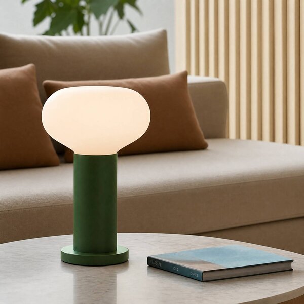 ALDEX Stolní lampa Flo, zelená, Ø 19 cm, sklo, Zelená, Obývací pokoj / jídelna, kov, Design