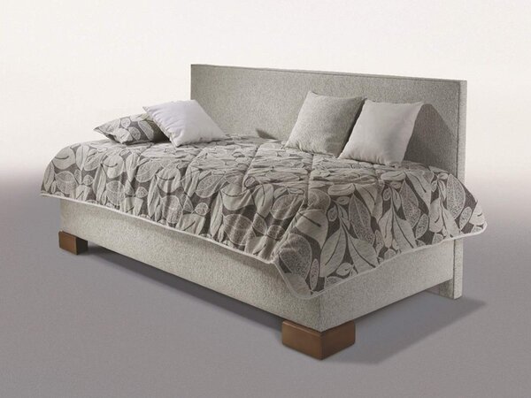 Čalouněná postel s úložným prostorem QUATRO 90x200 s dlouhým čelem s roštem ND 4, s matrací SABI