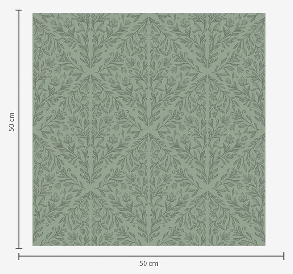 Tapety Jemný botanický damašek v tlumené zelené barvě, Tapety květiny, a00815v1 : uwalls.cz