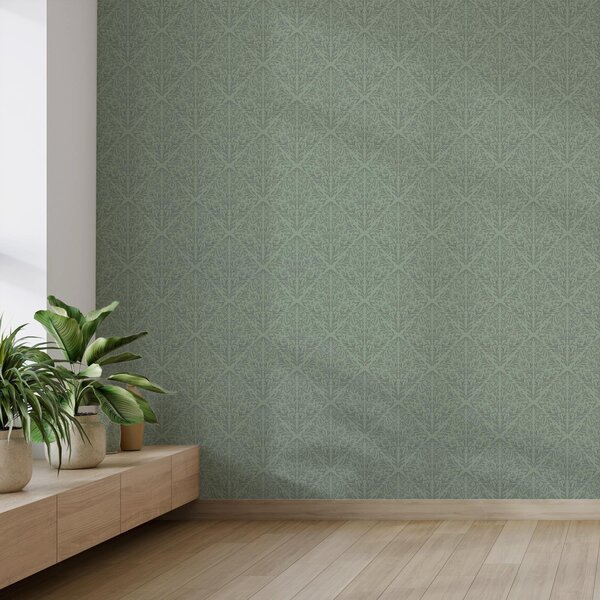 Tapety Jemný botanický damašek v tlumené zelené barvě, Tapety květiny, a00815v1 : uwalls.cz