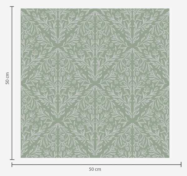 Tapety Botanický damašek na mátově olivovém pozadí, Tapety květiny, a00815 : uwalls.cz