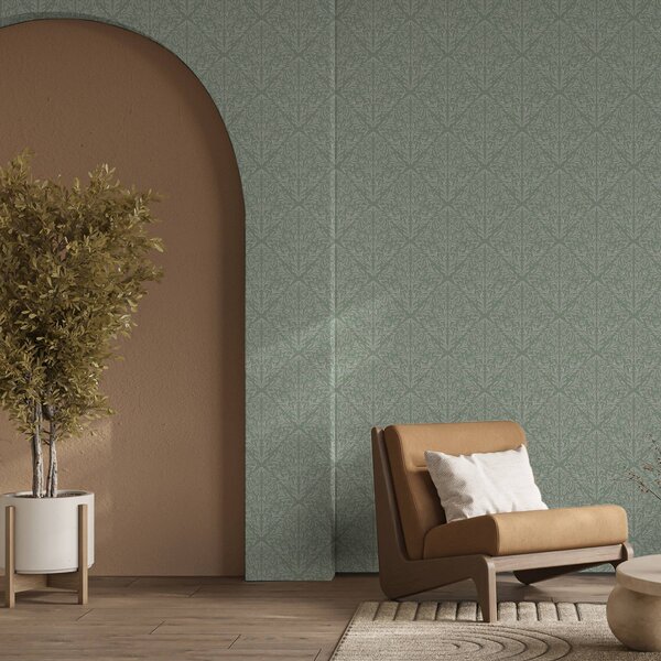 Tapety Botanický damašek na mátově olivovém pozadí, Tapety květiny, a00815 : uwalls.cz