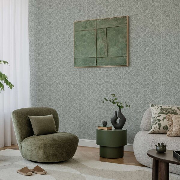 Tapety Botanický damašek ve světle šedé barvě s jemným obrysem, Tapety květiny, a00815v2 : uwalls.cz