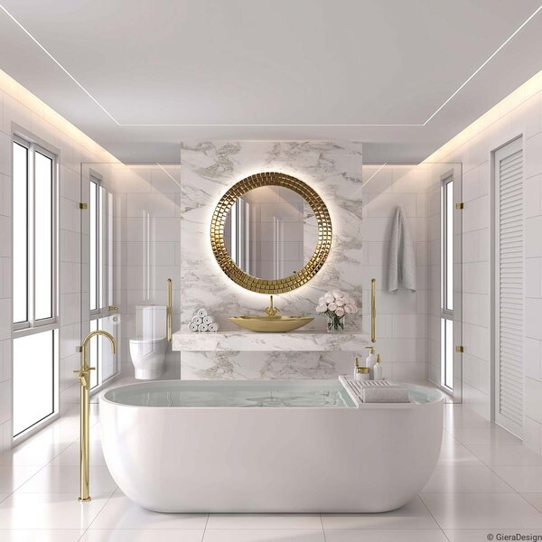 GieraDesign Zrcadlo Aurora gold LED Rozměr: Ø 60 cm