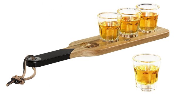 Servírovací prkénko se skleněnými panáky Acacia Wood