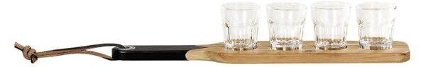 Servírovací prkénko se skleněnými panáky Acacia Wood