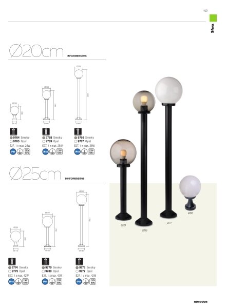 Redo 9780 - Venkovní lampa SFERA 1xE27/42W/230V IP44 25x75 cm bílá