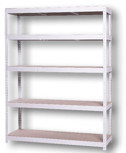 FISTAR Regál 1800x1600x600 mm kovový lakovaný 4-policový, nosnost 1000 kg - BÍLÝ