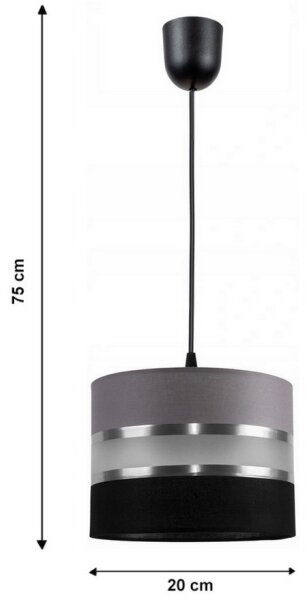 Lustr na lanku CORAL S 1xE27/60W/230V černošedá