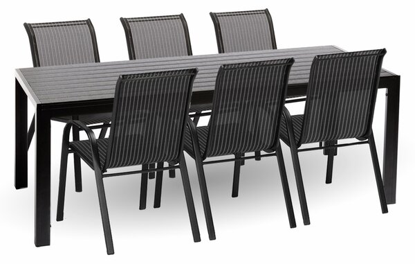 Jídelní set VIGO XL antracit + 6x židle VALENCIA černá