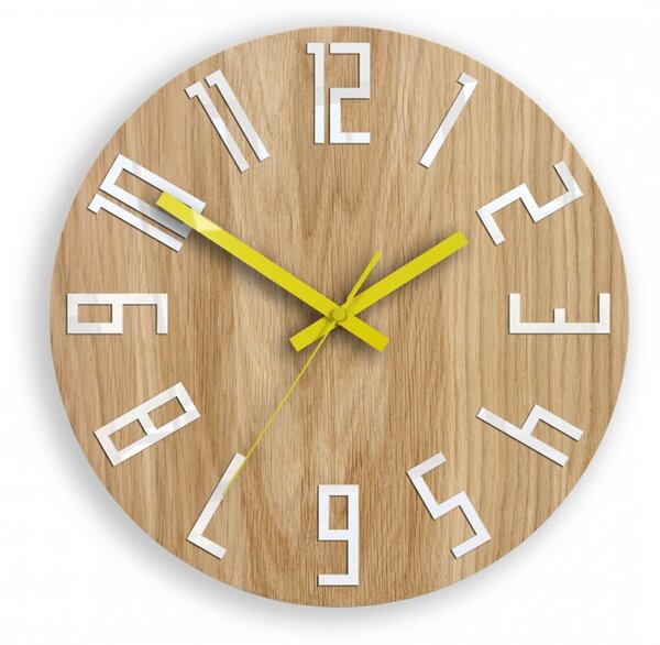 ModernClock Nástěnné hodiny Slim hnědo-žluté
