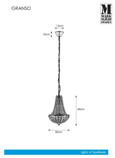 Markslöjd 107550 - Křišťálový koupelnový lustr na řetězu GRÄNSÖ 2xG9/20W/230V