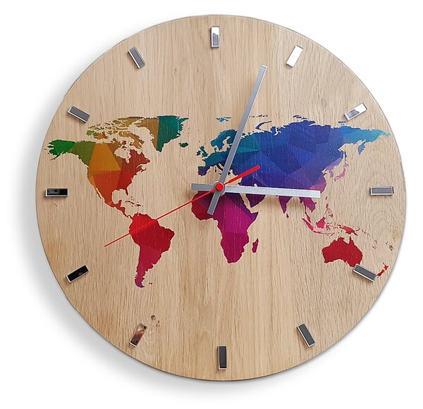 ModernClock Nástěnné hodiny World Wood hnědé