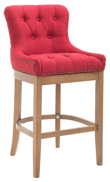Barová židle Buckingham látka, dřevěné nohy světlá antik Barva Červená