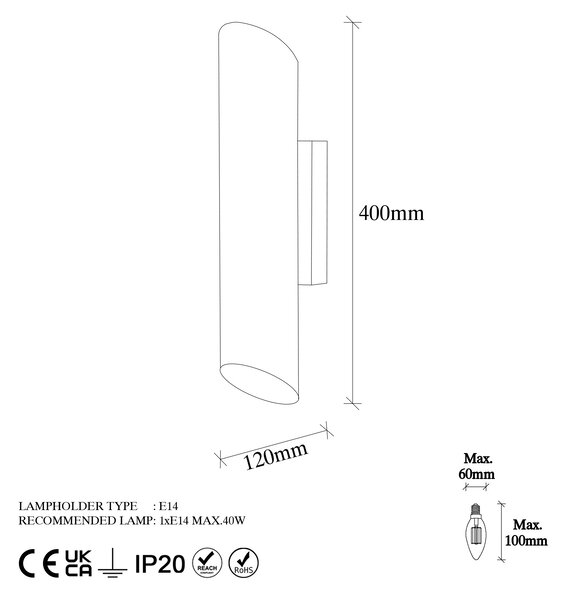 ASIR Nástěnná lampa CUT černá