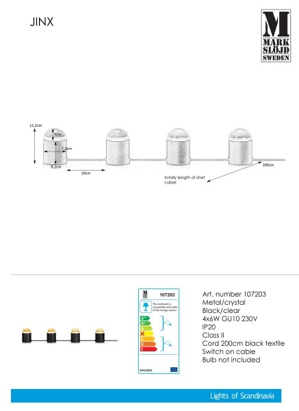 Markslöjd 107203 - Křišťálová stolní lampa JINX 4xGU10/6W/230V