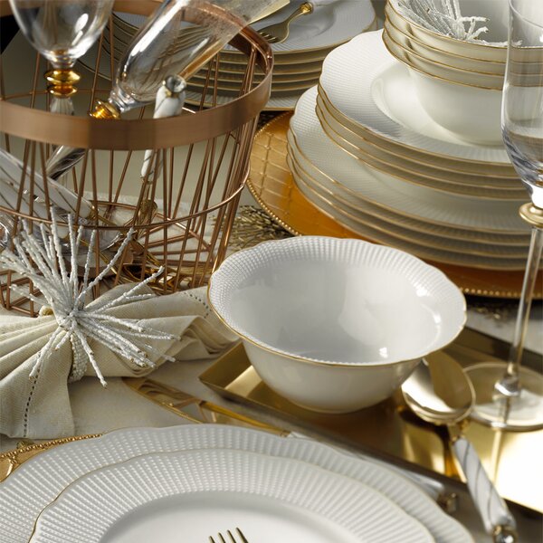 ASIR Porcelánová jídelní souprava 24 ks RICE GOLD bílá zlatá