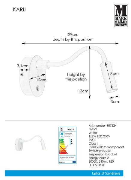 Markslöjd 107324 - LED Nástěnné svítidlo KARLI LED/6W/230V