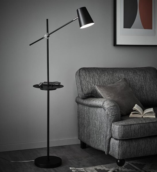 Markslöjd 107307 - Stojací lampa s USB LINEAR 1xE14/40W/230V
