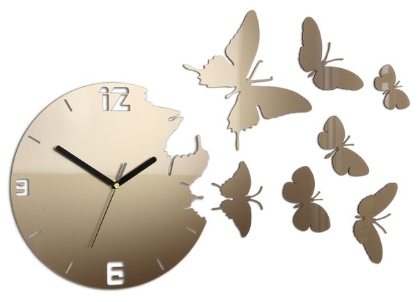 ModernClock 3D nalepovací hodiny Butterfly metallic tortora