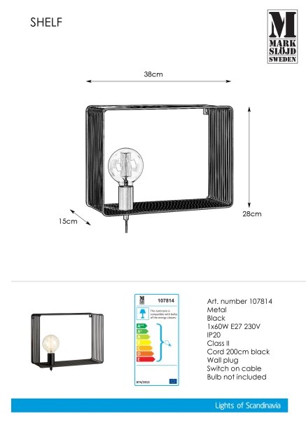 Markslöjd 107814 - Nástěnné svítidlo SHELF 1xE27/60W/230V