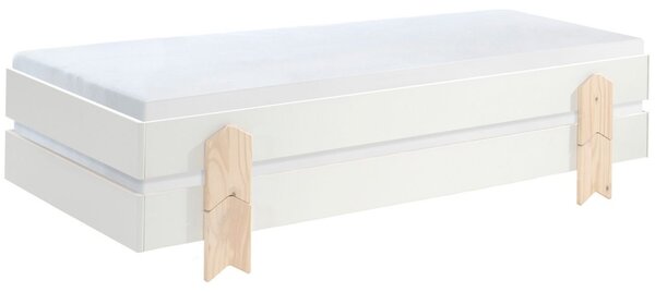 Bílá lakovaná stohovatelná postel Vipack Modulo Arrow 90 x 200 cm