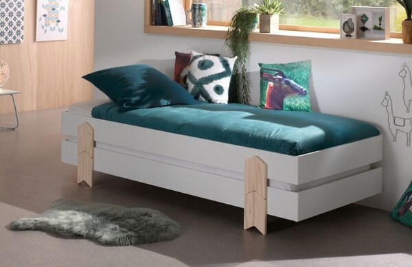 Bílá lakovaná stohovatelná postel Vipack Modulo Arrow 90 x 200 cm