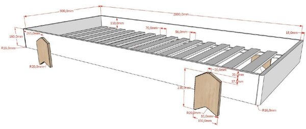 Bílá lakovaná stohovatelná postel Vipack Modulo Arrow 90 x 200 cm