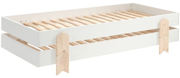 Bílá lakovaná stohovatelná postel Vipack Modulo Arrow 90 x 200 cm