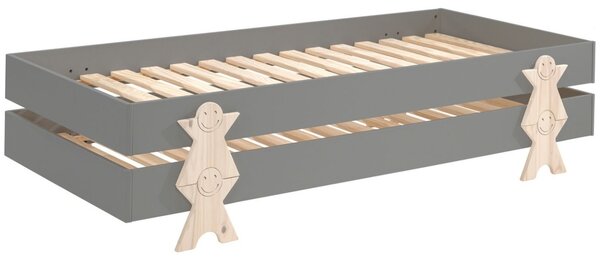 Šedá lakovaná stohovatelná postel Vipack Modulo Smiley 90 x 200 cm