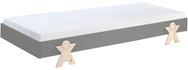 Šedá lakovaná stohovatelná postel Vipack Modulo Smiley 90 x 200 cm