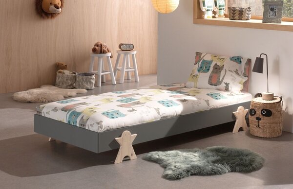 Šedá lakovaná stohovatelná postel Vipack Modulo Smiley 90 x 200 cm