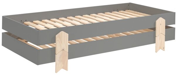 Šedá lakovaná stohovatelná postel Vipack Modulo Arrow 90 x 200 cm