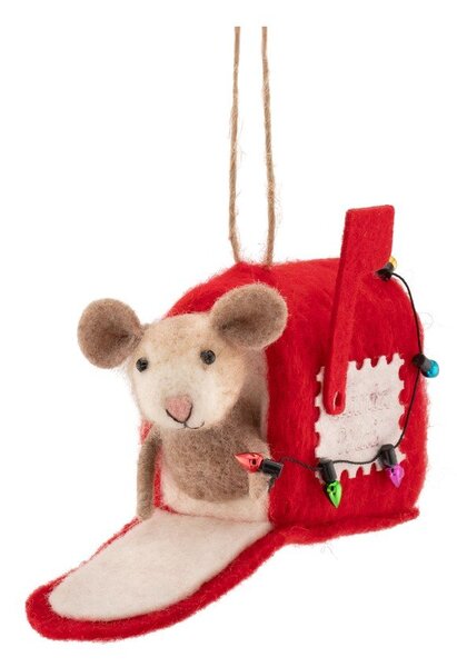 Textilní vánoční ozdoba 13 cm Mouse in Letter Box – Sass & Belle