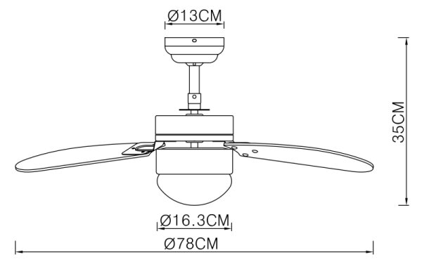 ZEVENTI - Stropní ventilátor FAMARA 1xE14/60W/230V bílá