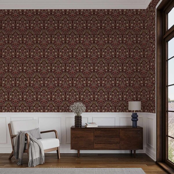 Tapety Tulipánový ornament, sytě vínové pozadí, Tapety květiny, a00827v2 : uwalls.cz